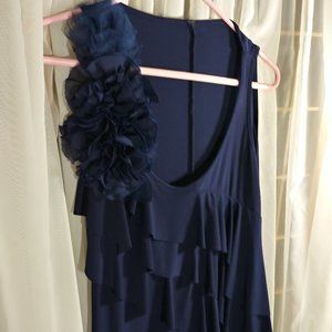 Unknown Navy Dress with Flower on Side